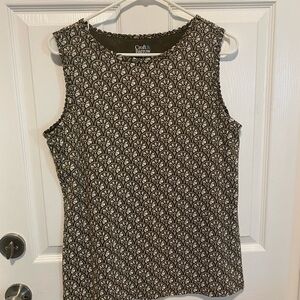 Croft & Barrow Women's Black and White Patterned Tank Top